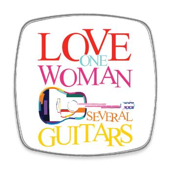 Love one woman and several guitars - Square fridge magnet - white - Front