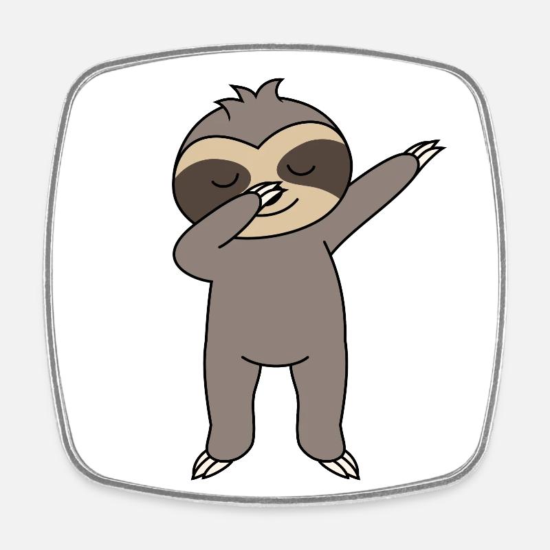 dabbing sloth - Square fridge magnet - white