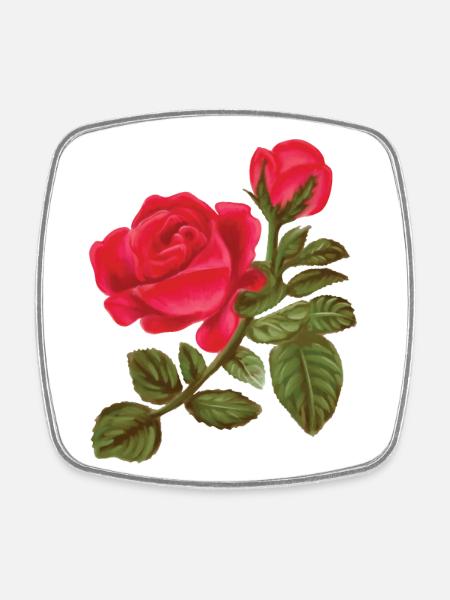 Rose Watercolor hand-painted - Square fridge magnet - white