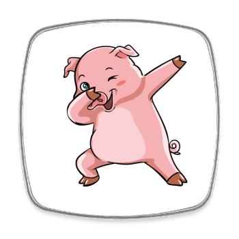 Dabbing Pig Winner Sow - Square fridge magnet - white - Front