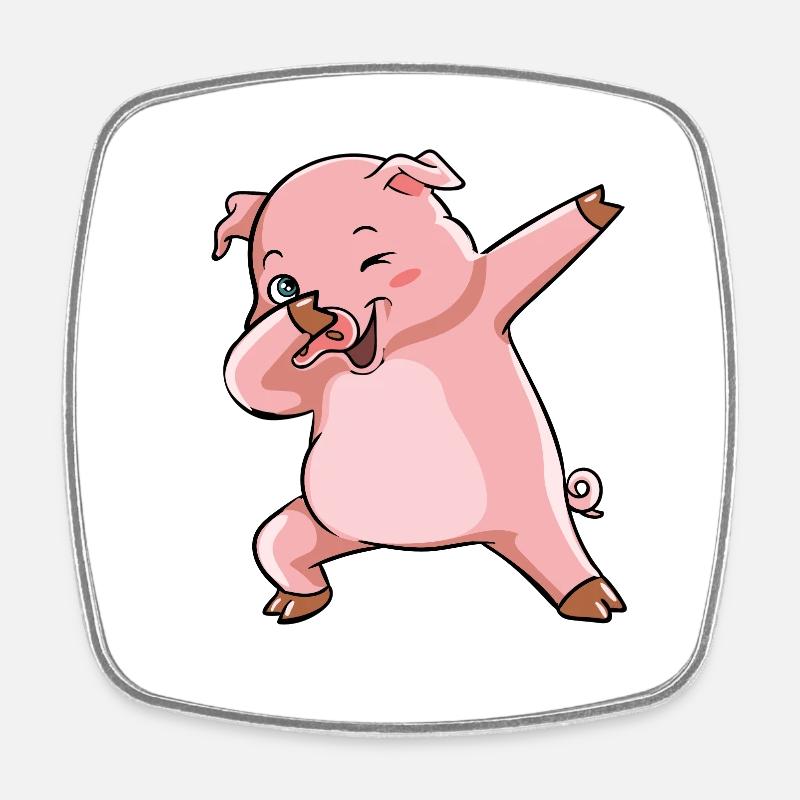 Dabbing Schwein Sieger Sau - Viereckiger Kühlschrankmagnet - Weiß