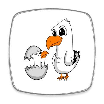 Seagull with baby Seagull - Square fridge magnet - white - Front