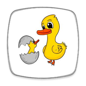 Canard avec bébé canard - Magnet carré - blanc - Devant