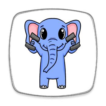 Elefant Fitness Motivation Gym Geschenk - Viereckiger Kühlschrankmagnet - Weiß - Vorne