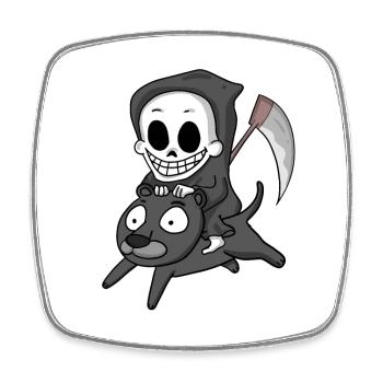Grim Reaper and Black Panther - Square fridge magnet - white - Front