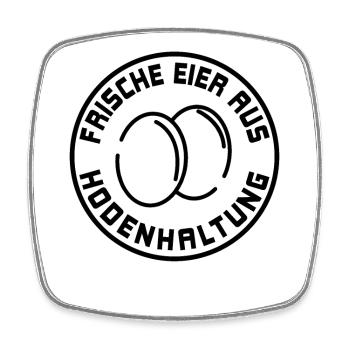 Frische Eier aus Bodenhaltung - Viereckiger Kühlschrankmagnet - Weiß - Vorne