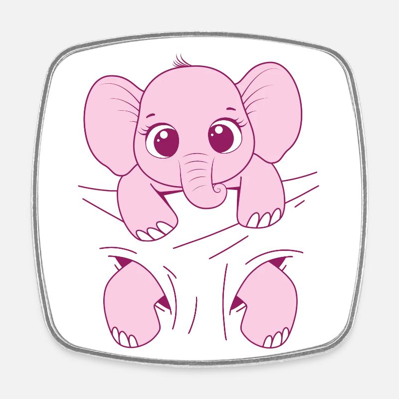 Bébé Éléphant Porter Drôle Rose Bébé Éléphant - Magnet carré - blanc