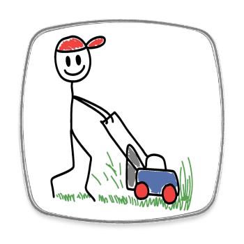Rasenmäher Doodle - Gartenarbeit - Viereckiger Kühlschrankmagnet - Weiß - Vorne