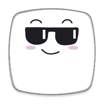 Sunglasses laugh face - Square fridge magnet - white - Front