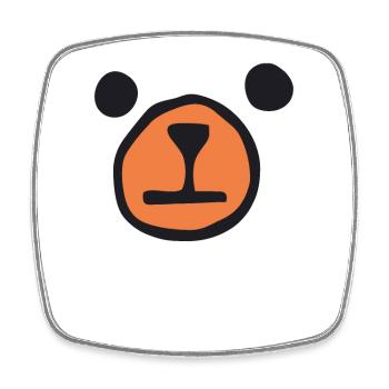 Visage d’ours - Ours - Magnet carré - blanc - Devant