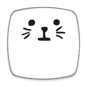 Chat - Magnet carré - blanc - Devant