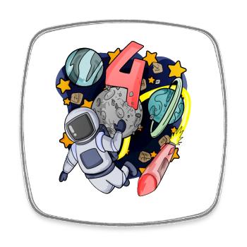 4 birthday boy - 4 years old - I am 4 - Square fridge magnet - white - Front