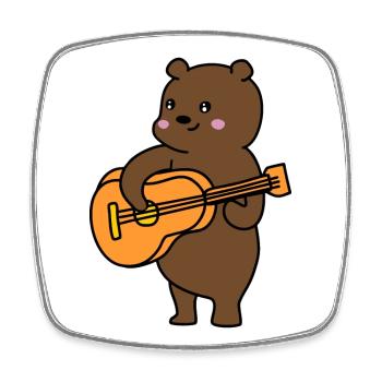 ein Bär, eine Gitarre und Musik - Viereckiger Kühlschrankmagnet - Weiß - Vorne