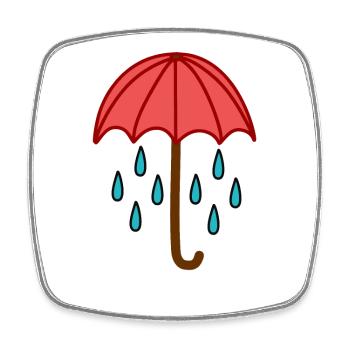 Gouttes de pluie sous le parapluie - Magnet carré - blanc - Devant