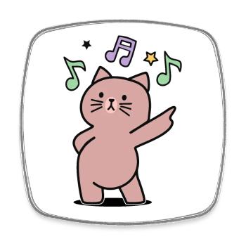 super funky music disco dance cat - Square fridge magnet - white - Front