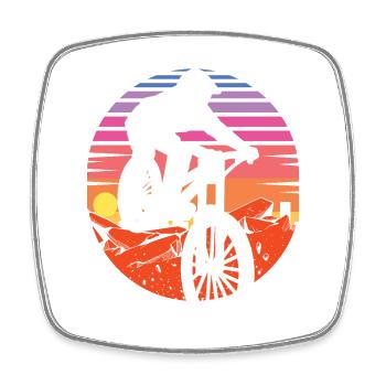 Mountainbike Retro Sunset - Viereckiger Kühlschrankmagnet - Weiß - Vorne