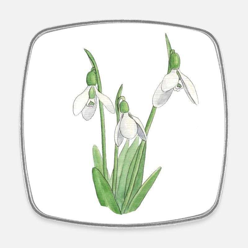 Perce-neige - Magnet carré - blanc