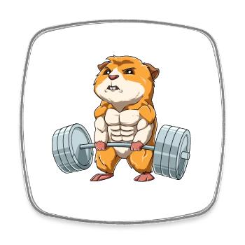 Meerschweinchen Gewichtheben Fitness-Studio - Viereckiger Kühlschrankmagnet - Weiß - Vorne
