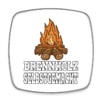 Brennholz Selbstgemacht Homemade Feuerholz - Viereckiger Kühlschrankmagnet - Weiß - Vorne