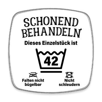 Schonend Behandeln 42. Geburtstag Einzelstück 42 - Viereckiger Kühlschrankmagnet - Weiß - Vorne