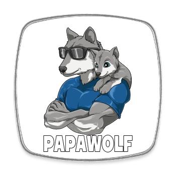 Papawolf Wolf Papa und Baby Papa Vatertag für - Viereckiger Kühlschrankmagnet - Weiß - Vorne