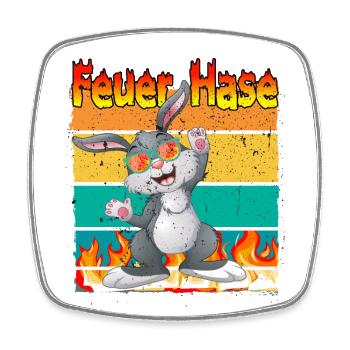 Feuerhase für einen Hasenbesitzer und Hasen - Viereckiger Kühlschrankmagnet - Weiß - Vorne