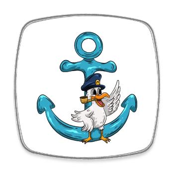 Capitaine Seagull Anchor - Magnet carré - blanc - Devant