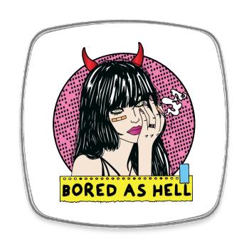 POP-ART Bored As Hell ARTWORK, Devil Frau années 80 - Magnet carré - blanc - Devant