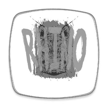 Nashorn - Viereckiger Kühlschrankmagnet - Weiß - Vorne