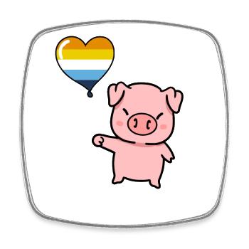Pig Heart Balloon Aroace Pride - Square fridge magnet - white - Front
