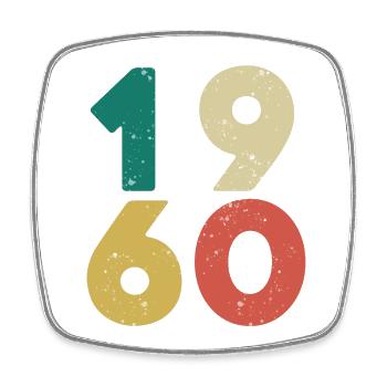 1960 - Jahrgang 1960 Retro Vintage - Viereckiger Kühlschrankmagnet - Weiß - Vorne