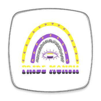 Boho Rainbow Happy Pride Mois Non binaire - Magnet carré - blanc - Devant