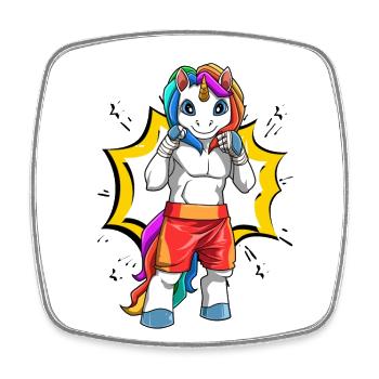 Lustiges Einhorn Karate Kampfsport Unicorn MMA - Viereckiger Kühlschrankmagnet - Weiß - Vorne