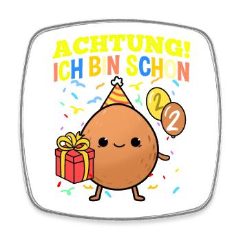 Achtung Ich Bin Schon 2 Geburtstag Kokosnuss - Viereckiger Kühlschrankmagnet - Weiß - Vorne
