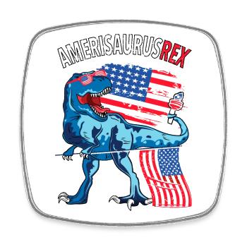 Amerisaurus Rex 4. Juli Dinosaurier - Viereckiger Kühlschrankmagnet - Weiß - Vorne