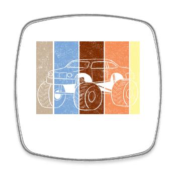 Monster Truck Large Tires Jam Vintage I Gift - Square fridge magnet - white - Front