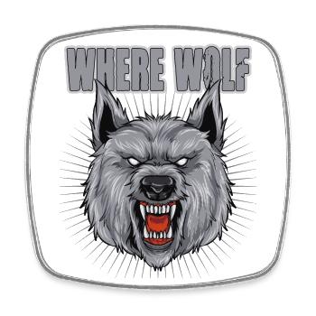Where Wolf? für einen Werwolf Liebhaber - Viereckiger Kühlschrankmagnet - Weiß - Vorne