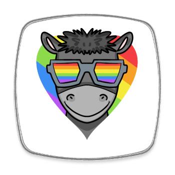 LGBT Animal Âne Arc-en-ciel - Magnet carré - blanc - Devant