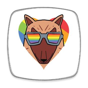 Chien LGBT Arc-en-ciel - Magnet carré - blanc - Devant