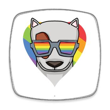 Chien LGBT Bull Terrier Rainbow - Magnet carré - blanc - Devant