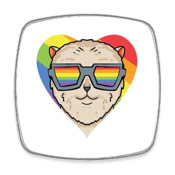 LGBT Dog Dwarf Spitz Rainbow - Square fridge magnet - white - Front
