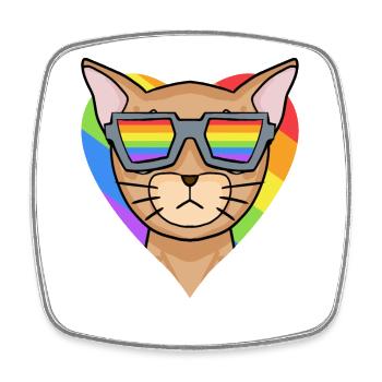 LGBT Cat Abyssinian Cat Rainbow - Magnet carré - blanc - Devant