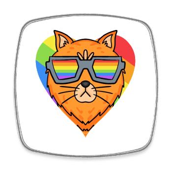 Chat LGBT Maine Coon Rainbow - Magnet carré - blanc - Devant