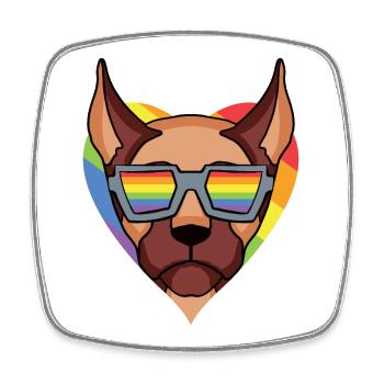 LGBT Hund Deutsche Dogge Regenbogen - Viereckiger Kühlschrankmagnet - Weiß - Vorne