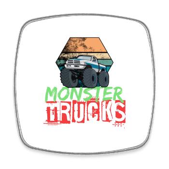 Monster Truck Big Tire Child Love I Gift - Square fridge magnet - white - Front