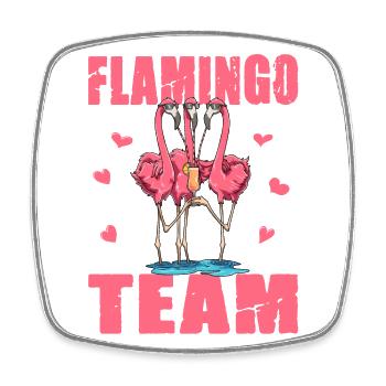Flamingo Team - Viereckiger Kühlschrankmagnet - Weiß - Vorne