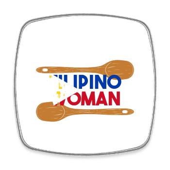 Philippinen Filipina Flagge Frau Löffel I Geschenk - Viereckiger Kühlschrankmagnet - Weiß - Vorne