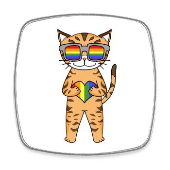 LGBT Cat Bengal Cat Rainbow - Magnet carré - blanc - Devant