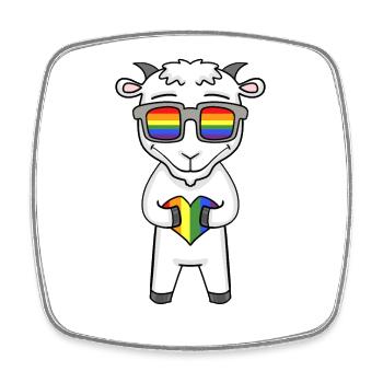 LGBT Tier Ziege Regenbogen - Viereckiger Kühlschrankmagnet - Weiß - Vorne