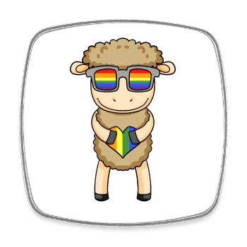 LGBT Moutons animaux Arc-en-ciel Moutons domestiques - Magnet carré - blanc - Devant